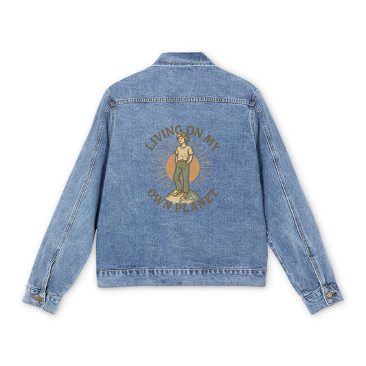 Living on My Own Planet Men's Denim Jacket