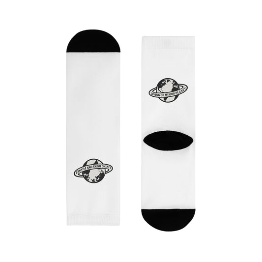 Living on my own planet Crew Socks