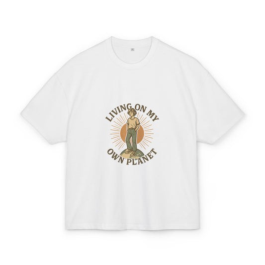 Living on My Own Planet Box Tee, Unisex Heavy Cotton Tee